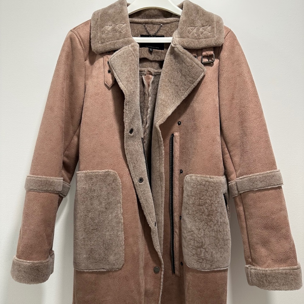 Suede and Faux Shearling Lucky Brand Winter Coat Size S